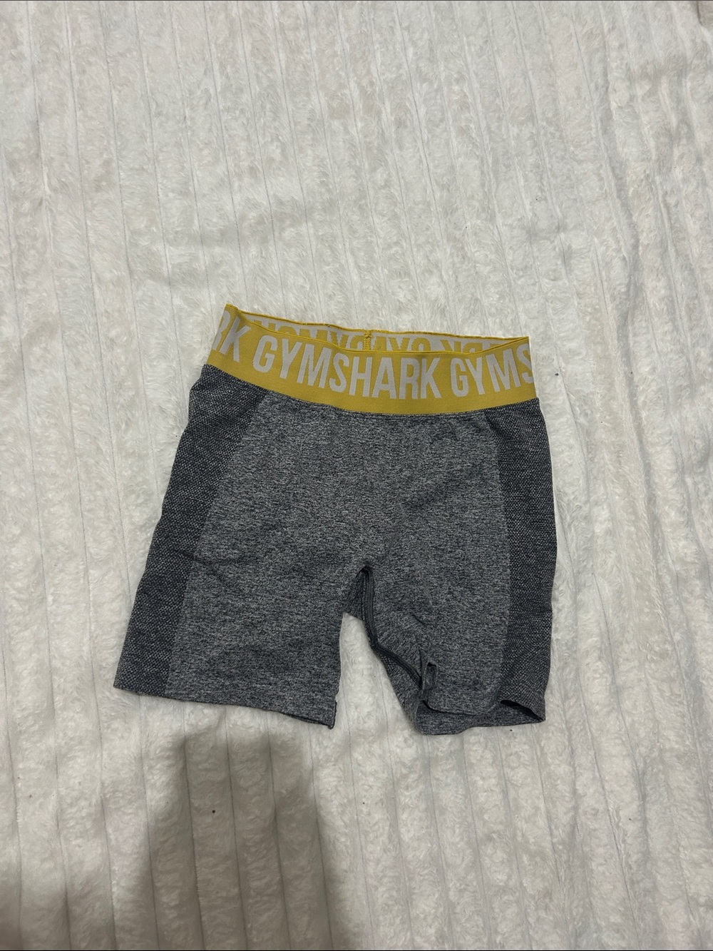 Gymshark Gray Seamless Shorts with Yellow Logo Waistband